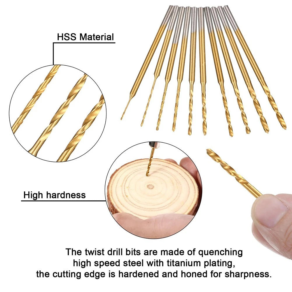 10-Piece HSS Mini Drill Bit Set for Beads, Beeswax, Leather, Wood