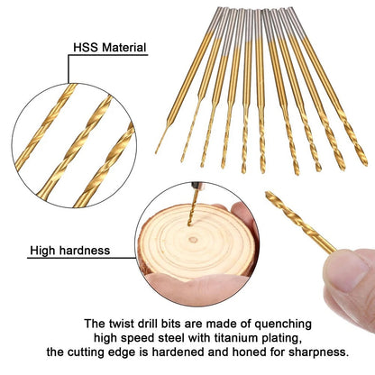 10-Piece HSS Mini Drill Bit Set for Beads, Beeswax, Leather, Wood
