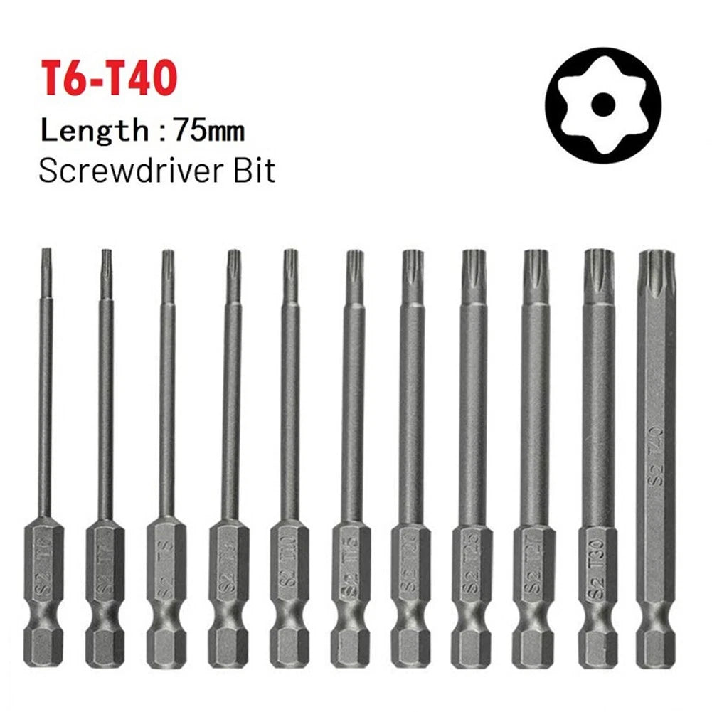 T40 Magnetic Torx Screwdriver Bit 75mm - Security Tamper Proof Star