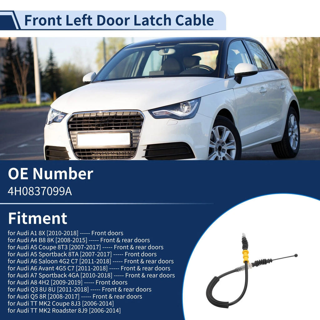 Door Latch Cable No.4H0837099A for Audi A1 8X (2010–2018) Front Left