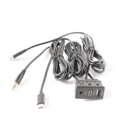 Dual Type-C to USB & RCA Audio Input AUX Port Panel Adapter for Car