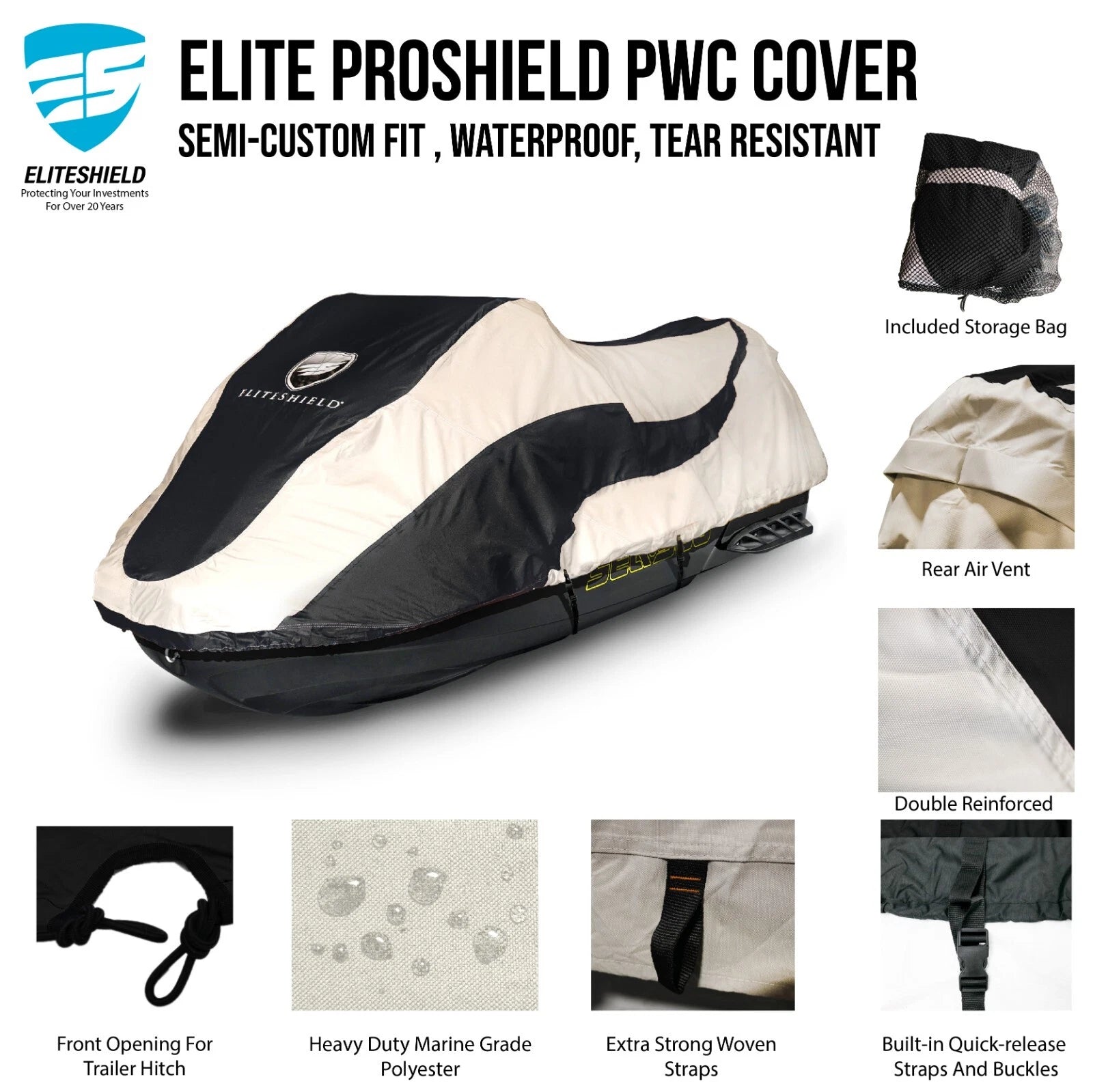 EliteShield Waterproof Trailerable Cover for Sea Doo Spark 2 Up (2014–2023)