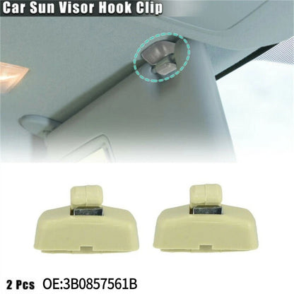 Set of 2 Sun Visor Bracket Clips for Skoda Octavia (1997–2011) Beige ABS