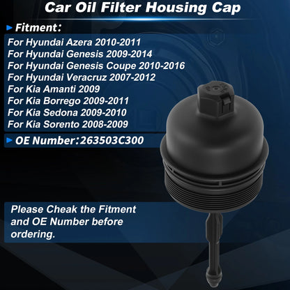 Oil Filter Housing Cap for Hyundai Azera (2010–2011) 263503C300
