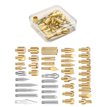 43x Brass Wood Burning Tips for Pyrography Engraving M4 Screw
