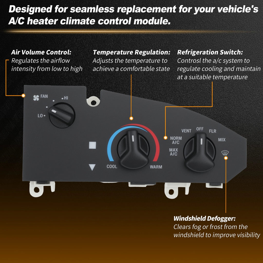 3 Knob AC Heater Climate Control Panel 5C2H19E764AA for Ford E150 E250 (2005–2014)