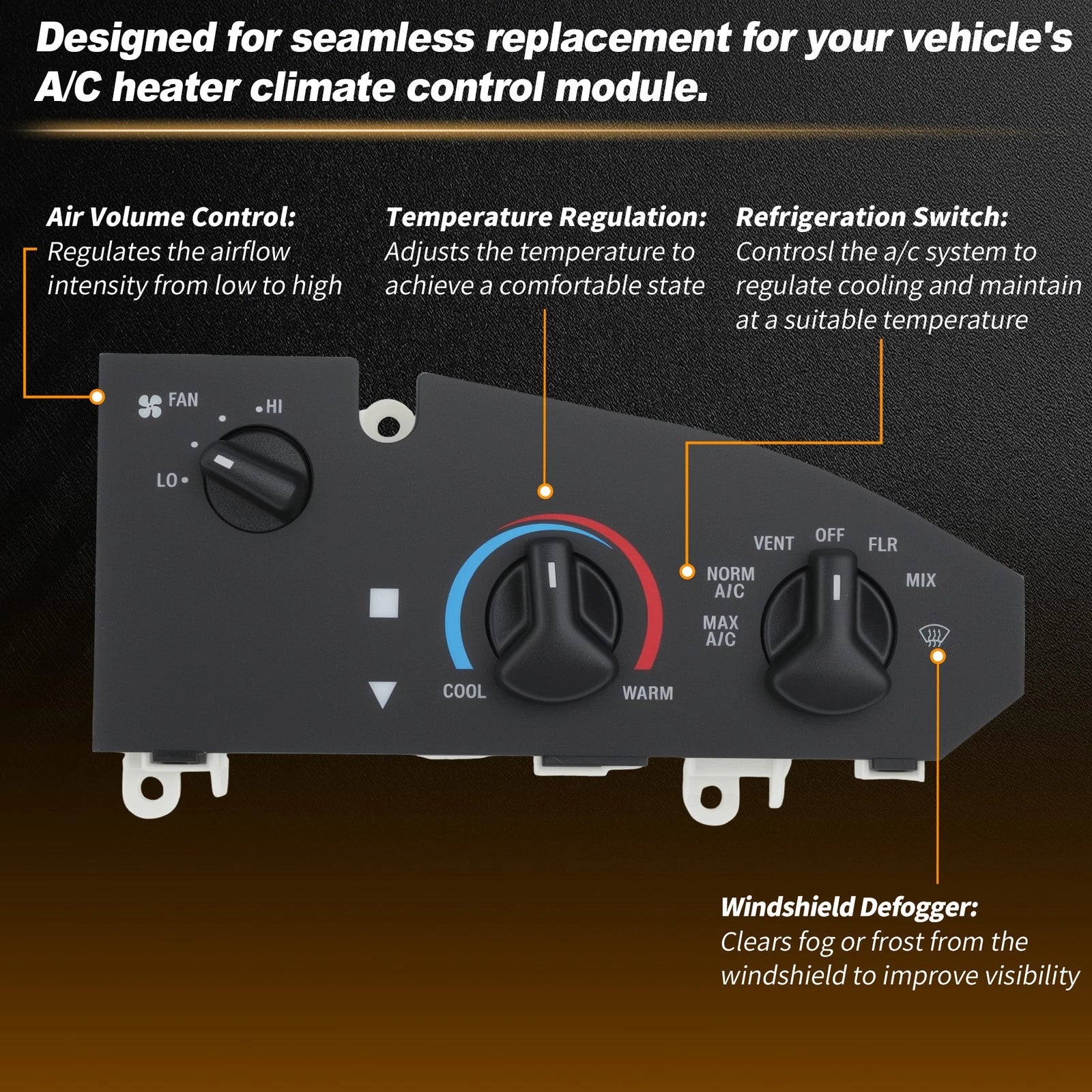 3 Knob AC Heater Climate Control Panel 5C2H19E764AA for Ford E150 E250 (2005–2014)