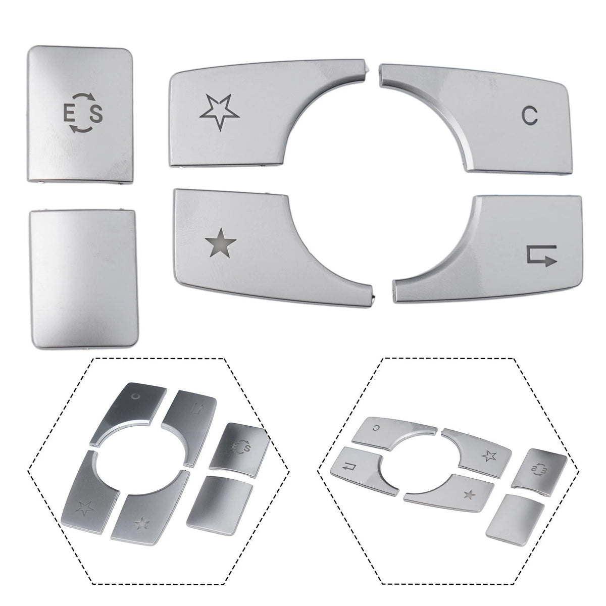 Center Console Button Covers for Mercedes E Class W212 (2010–2015)