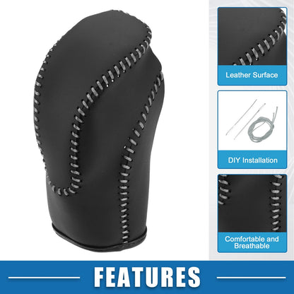 Gear Shift Lever Cover for Subaru Crosstrek (2018–2023) Black Gray Stitches