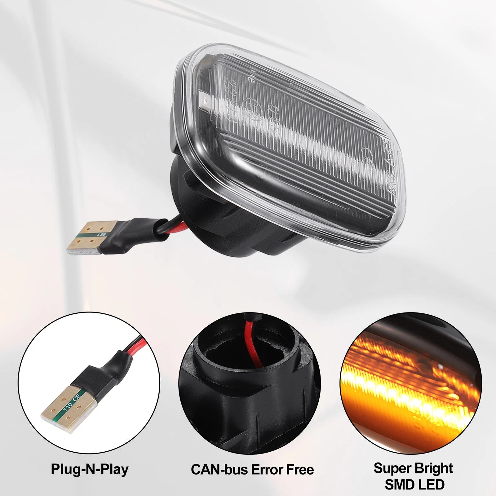 Side Marker Turn Signal Light Pair Replacement for Toyota Corolla (1992–2007)