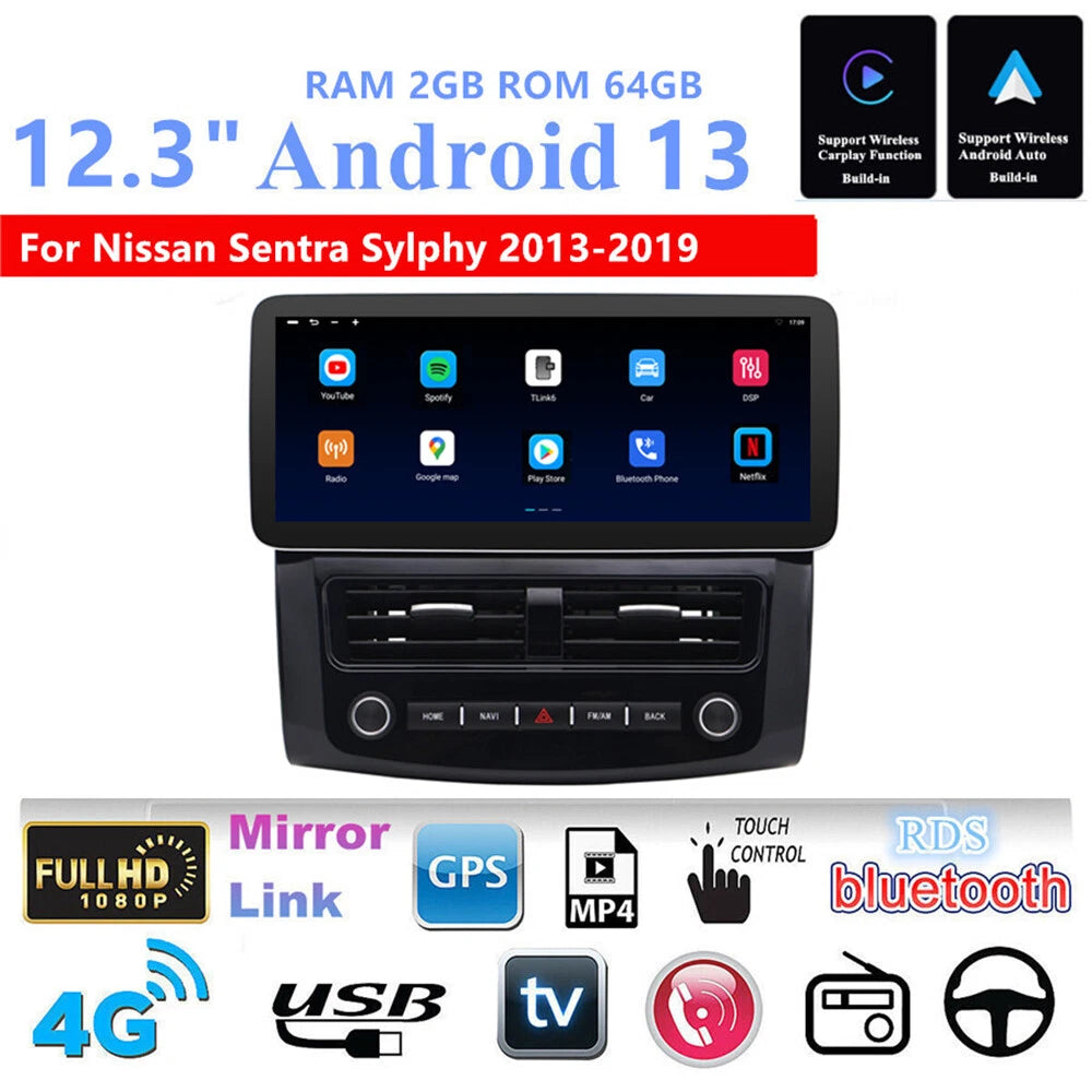 12.3'' Android Car Stereo GPS Navigation for Nissan Sentra (2013–2019)