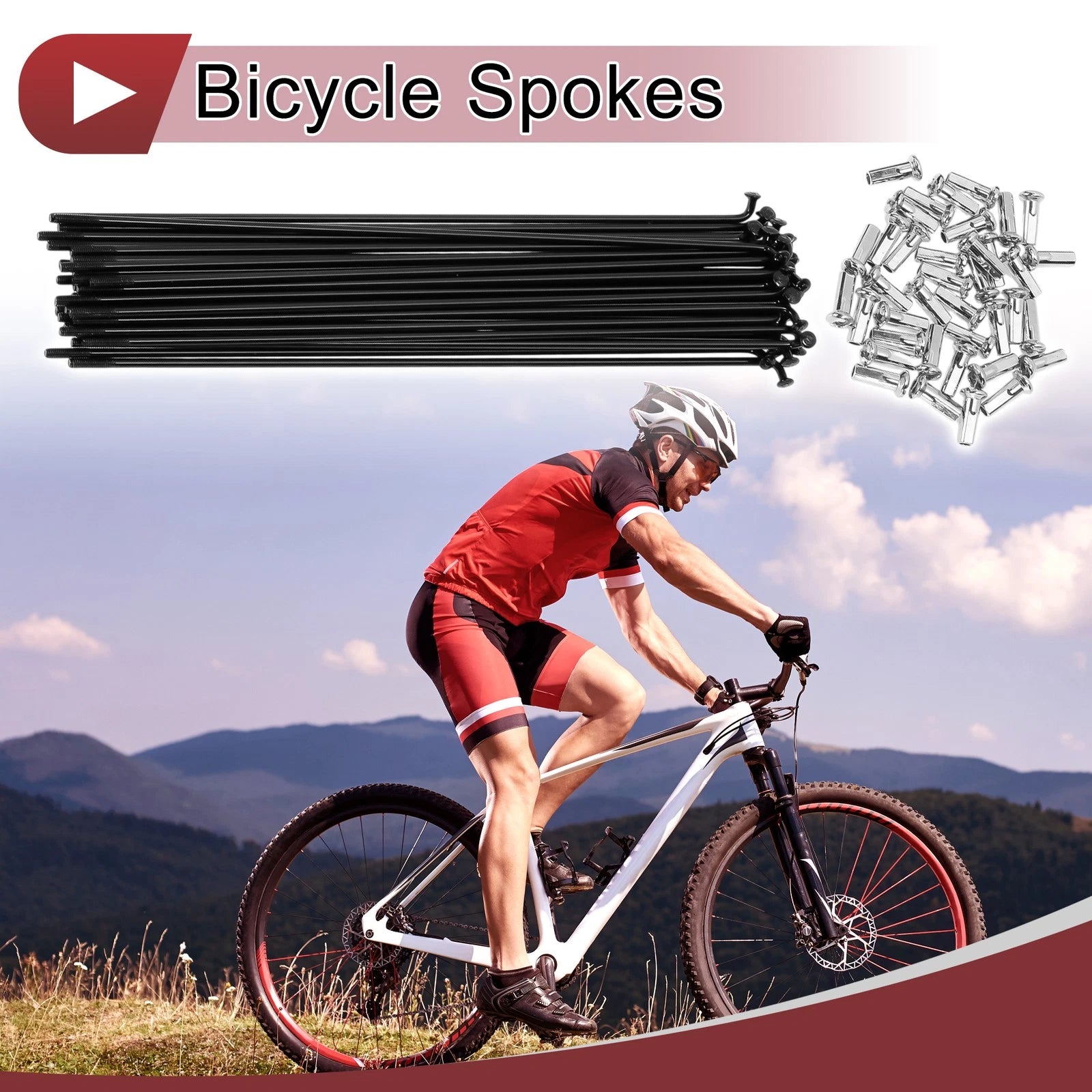 Bicycle Spokes Set 180mm for 13G Carbon Steel Black (Universal)