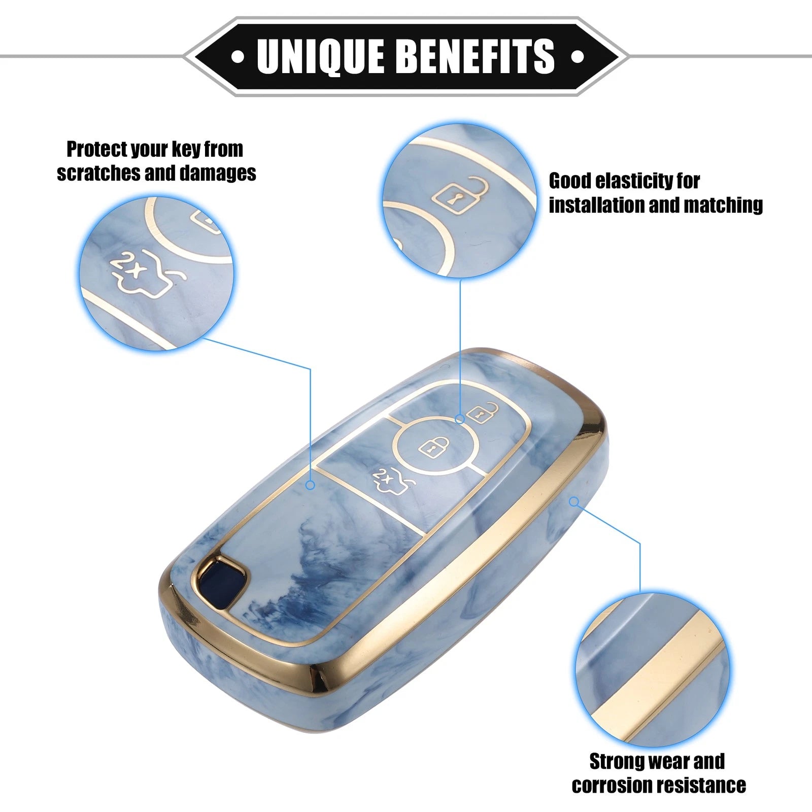 3 Button TPU Key Fob Cover Case Replacement for Ford Explorer (2011–2019)