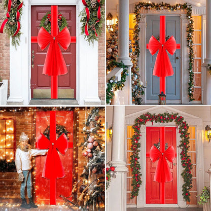Full Door Bow Decoration Kit for Christmas (Deluxe Luxury Red)