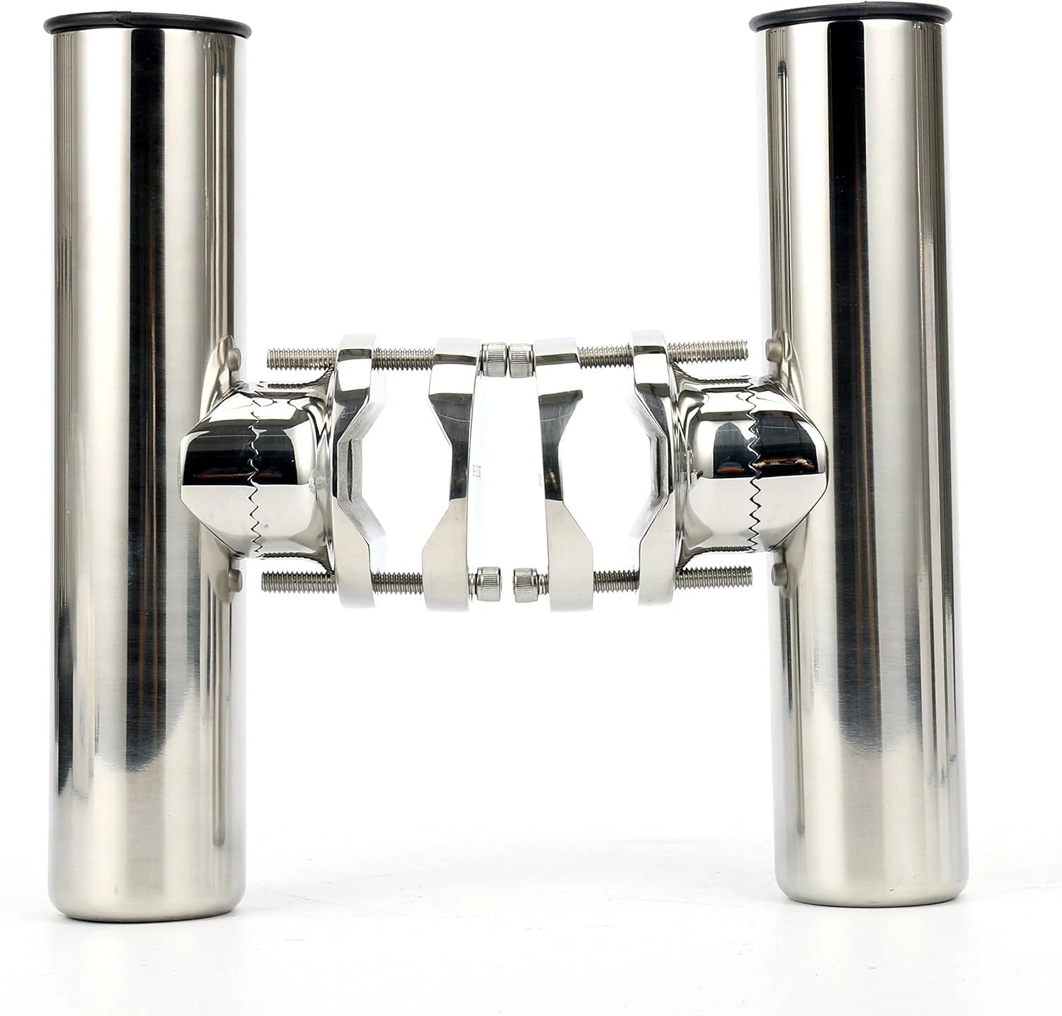 2X Stainless Rail Mount Clamp Fishing Rod Holder for 1-1/4" to 2" Rails