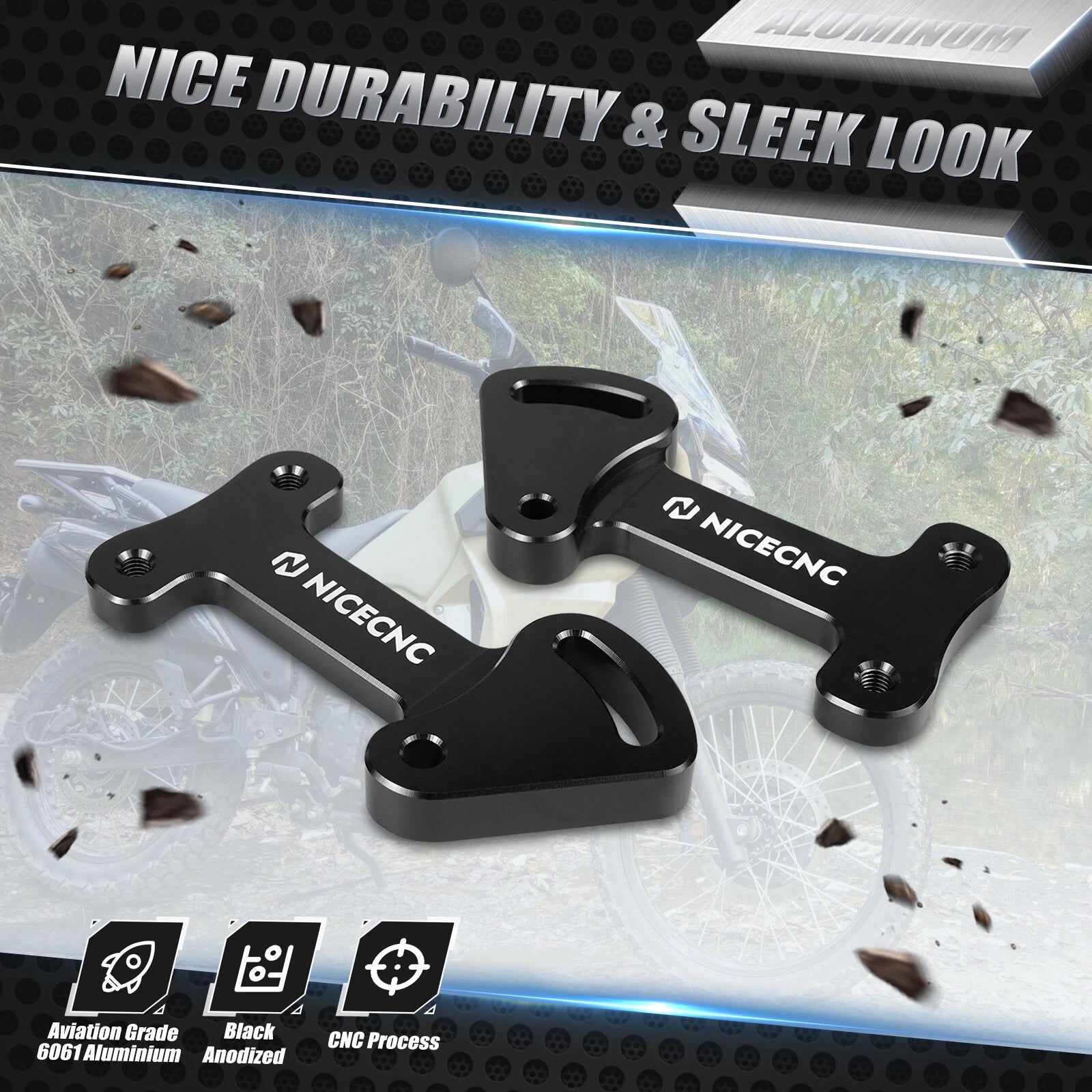 3.25" Riser Bracket Kit for Kawasaki KLR650 (2022–2024)