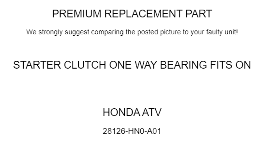 Starter Clutch One Way Bearing Replacement for Honda (2003–2008)