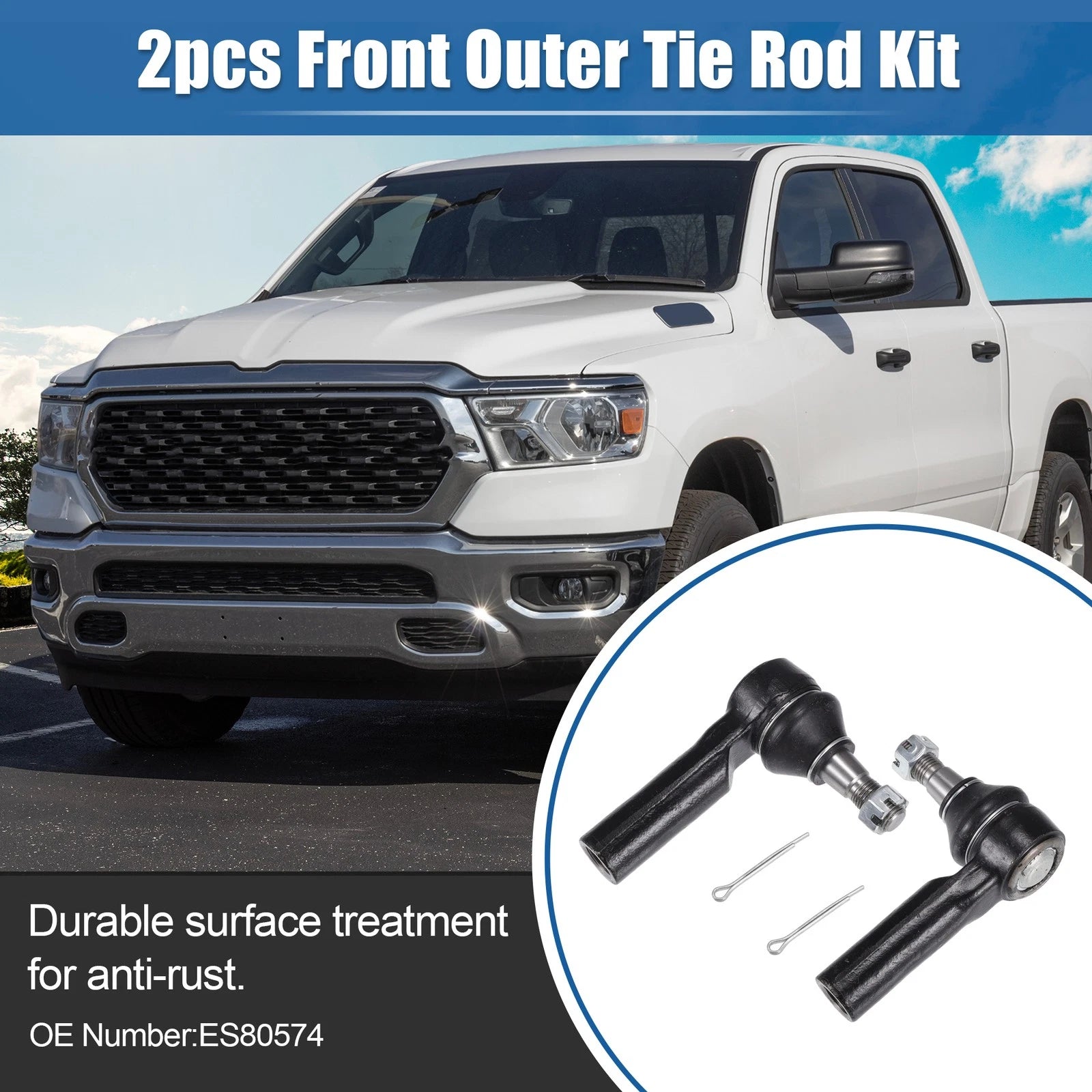 2pcs Front Outer Tie Rod End Link for Dodge Ram 1500 (2006–2010)