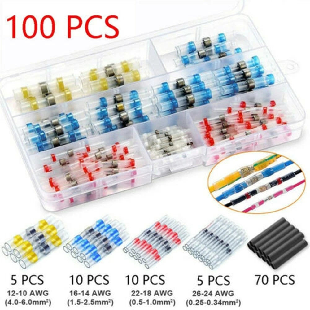 100x Tinned Copper Sleeve Shrinkable Butt Terminal Connectors