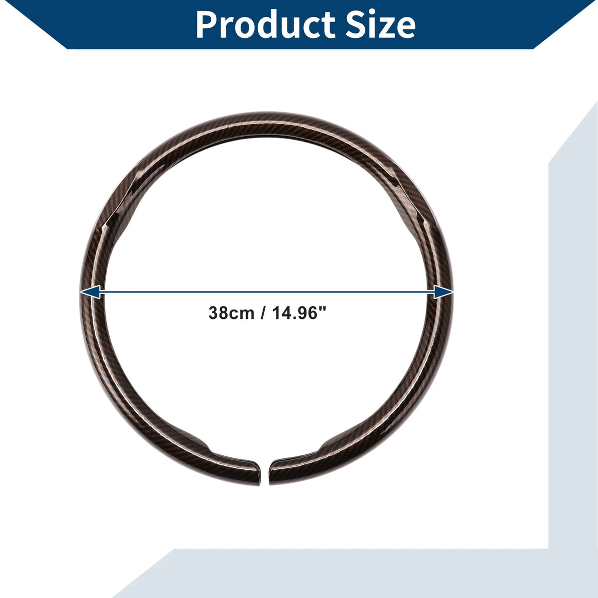 PVC Steering Wheel Cover for Universal Fit (14.96", Brown Carbon Fiber)