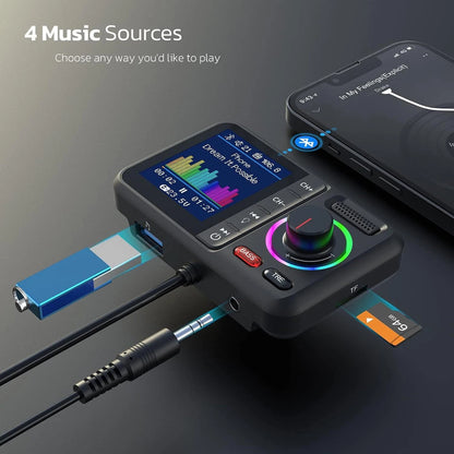 Bluetooth 5.0 Car Wireless FM Transmitter Adapter with 2 USB PD Charger