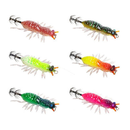 UV Glow Squid Jig 5.5cm 8.9g Slow Sinking with Soft Legs and Rattling Beads