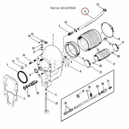 Water Hose 3/4" for Mercruiser Alpha Gen 1 & 2 (32-4172533, 32-8M0062309)