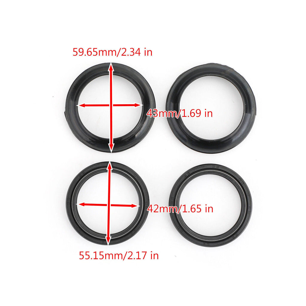 Fork Oil Dust Seal Kit 56-137 43mm for Kawasaki KDX KLX KX ZX ZZR VN (1980–2023)