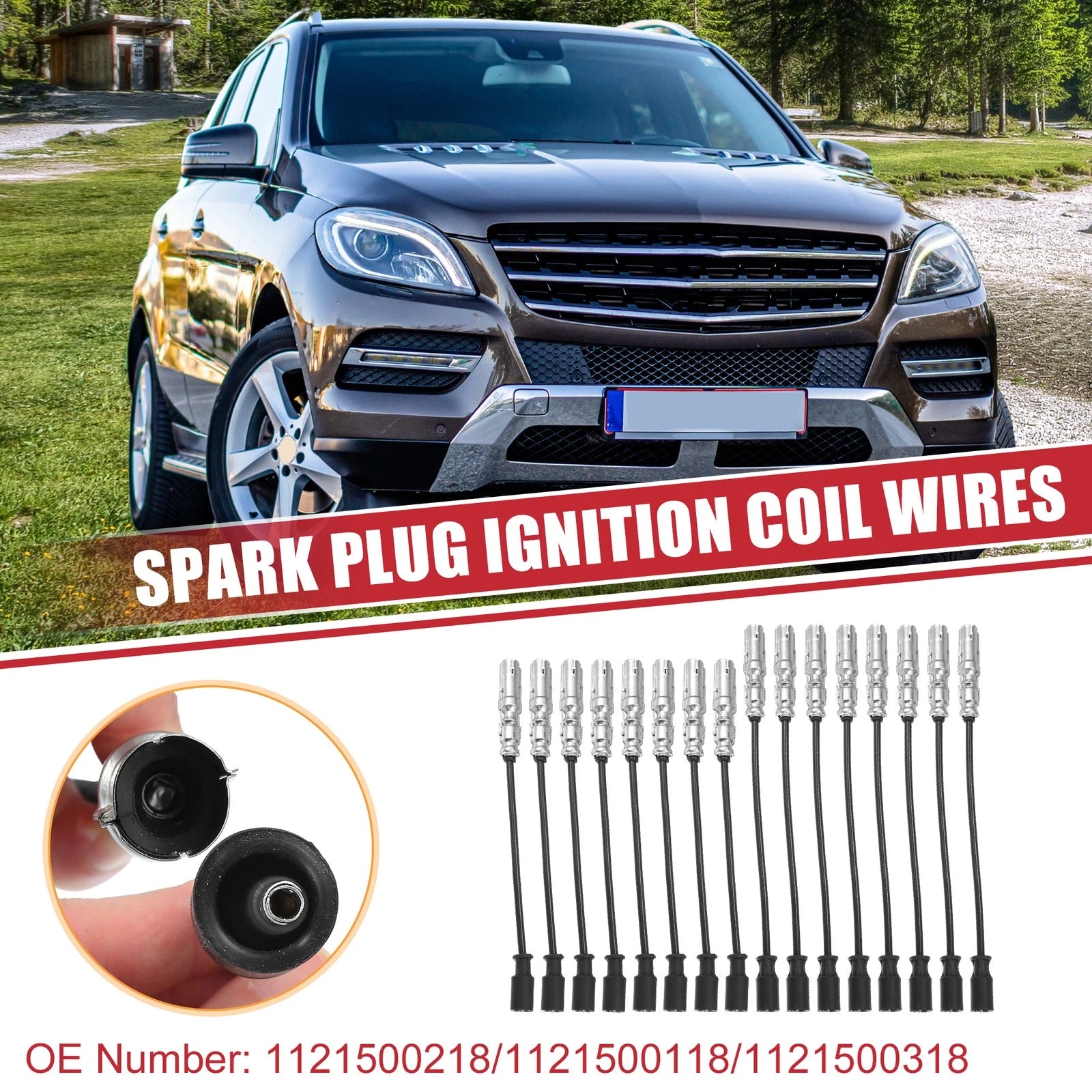 16 Pcs Ignition Coil Spark Plug Wire Set for Mercedes-Benz CL500 (2001–2006)