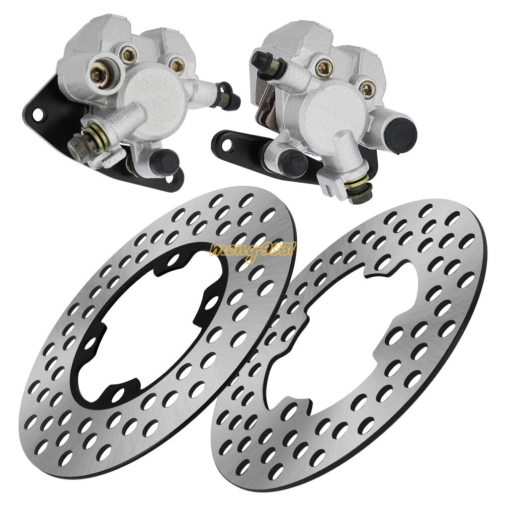 Front Brake Calipers w/Pads & Disc Rotors for Yamaha Kodiak 400 (2003–2006)
