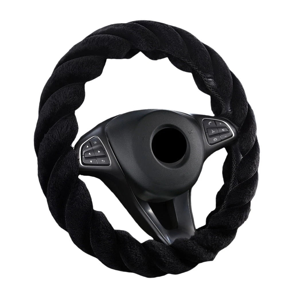 Plush Steering Wheel Cover for Car Interior (37-38 CM)