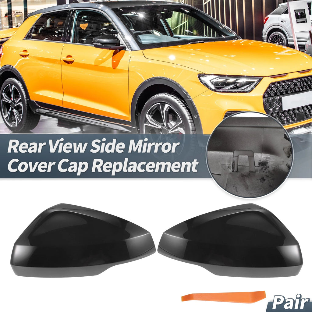 Rearview Mirror Cover Caps Replacement Pair Gloss Black for Audi A1 (2018–2023)