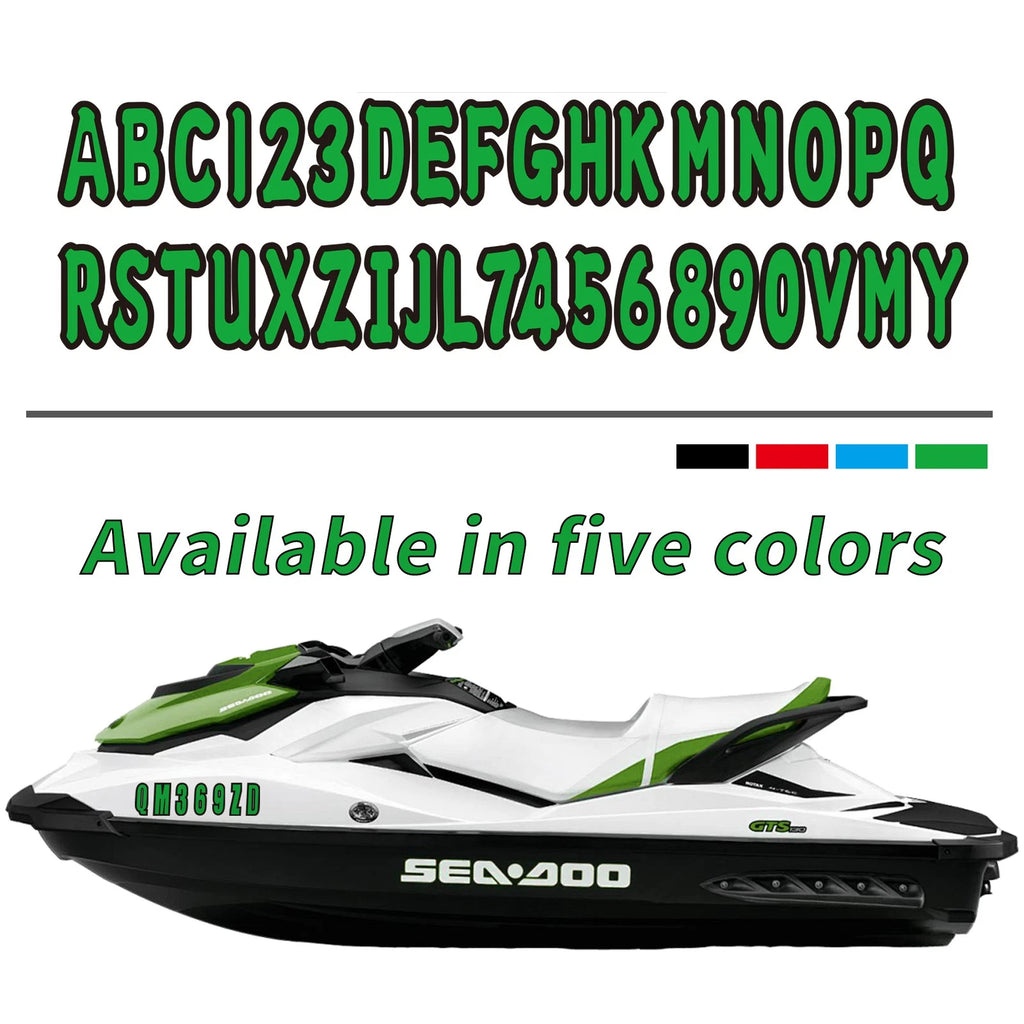 Set of 4 Watercraft Registration Numbers 3" Vinyl Decals for Boat JetSki