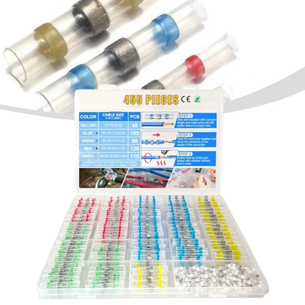 455PCS Heat Shrink Connector Kit for Automotive Wiring (Universal)