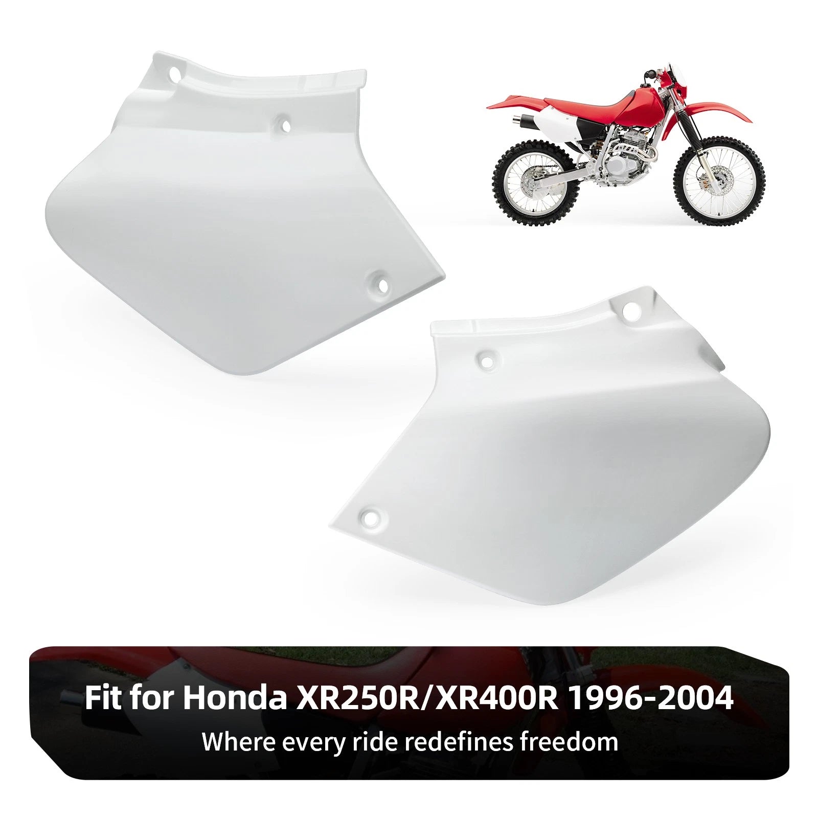 Set of 2 White Side Panels for Honda XR250R XR400R (1996–2004)