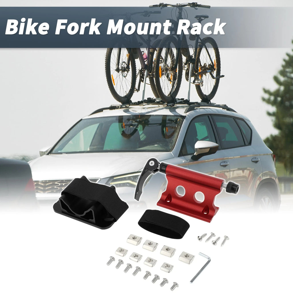 Bike Fork Mount Quick Release Rack Set for Roof Carrier Aluminum Red (1)