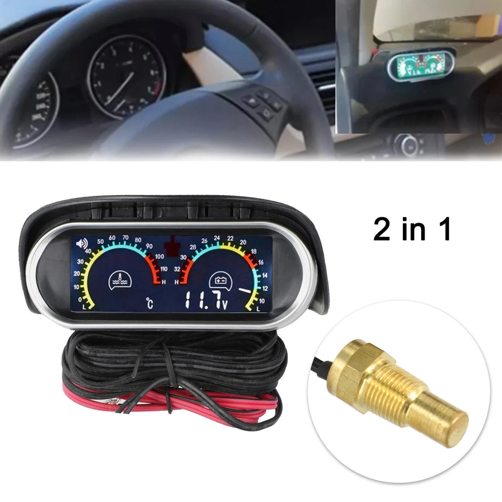 Water Temperature & Voltage Meter for Universal Car (2010–2023)