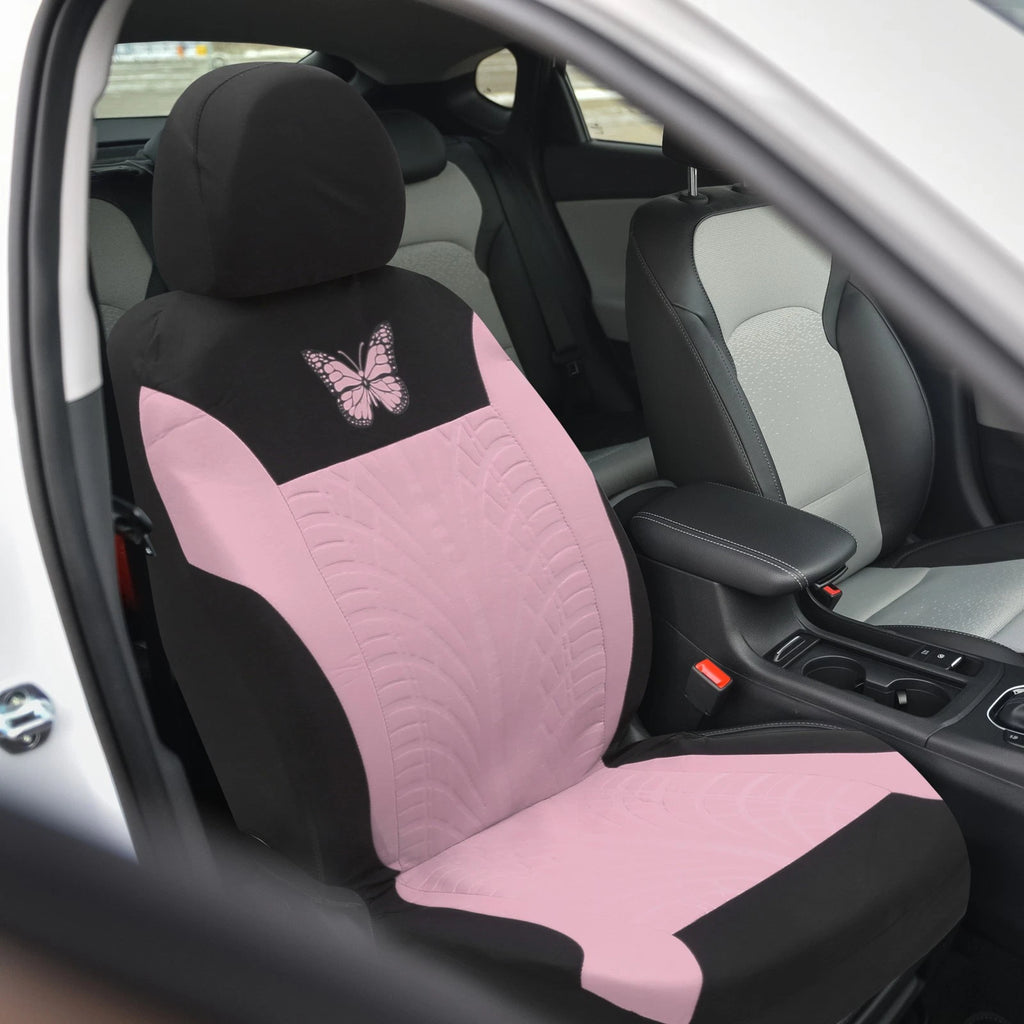 9 Piece Car Seat Covers Kit for Universal SUV - Butterfly Pattern Pink