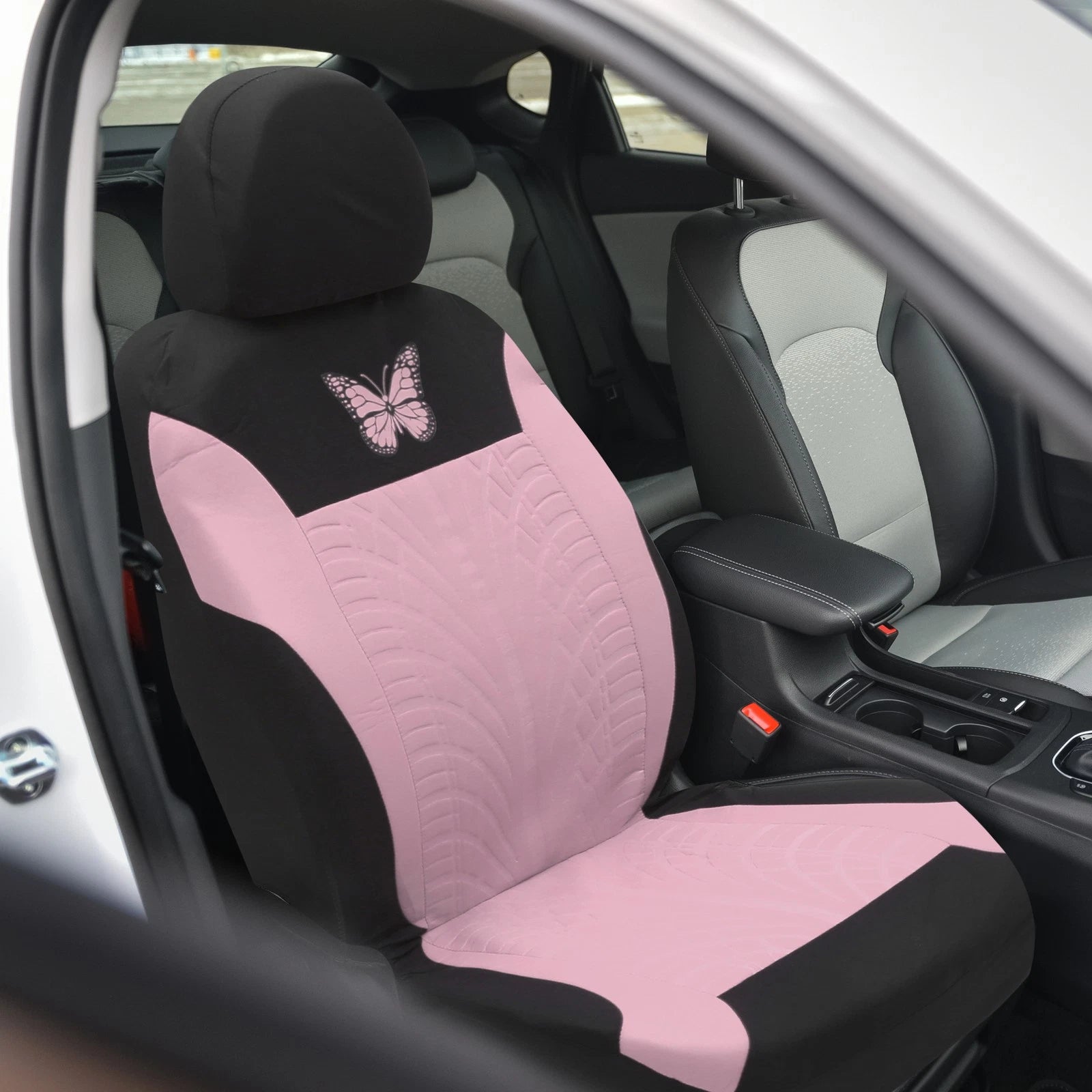 9 Piece Car Seat Covers Kit for Universal SUV - Butterfly Pattern Pink