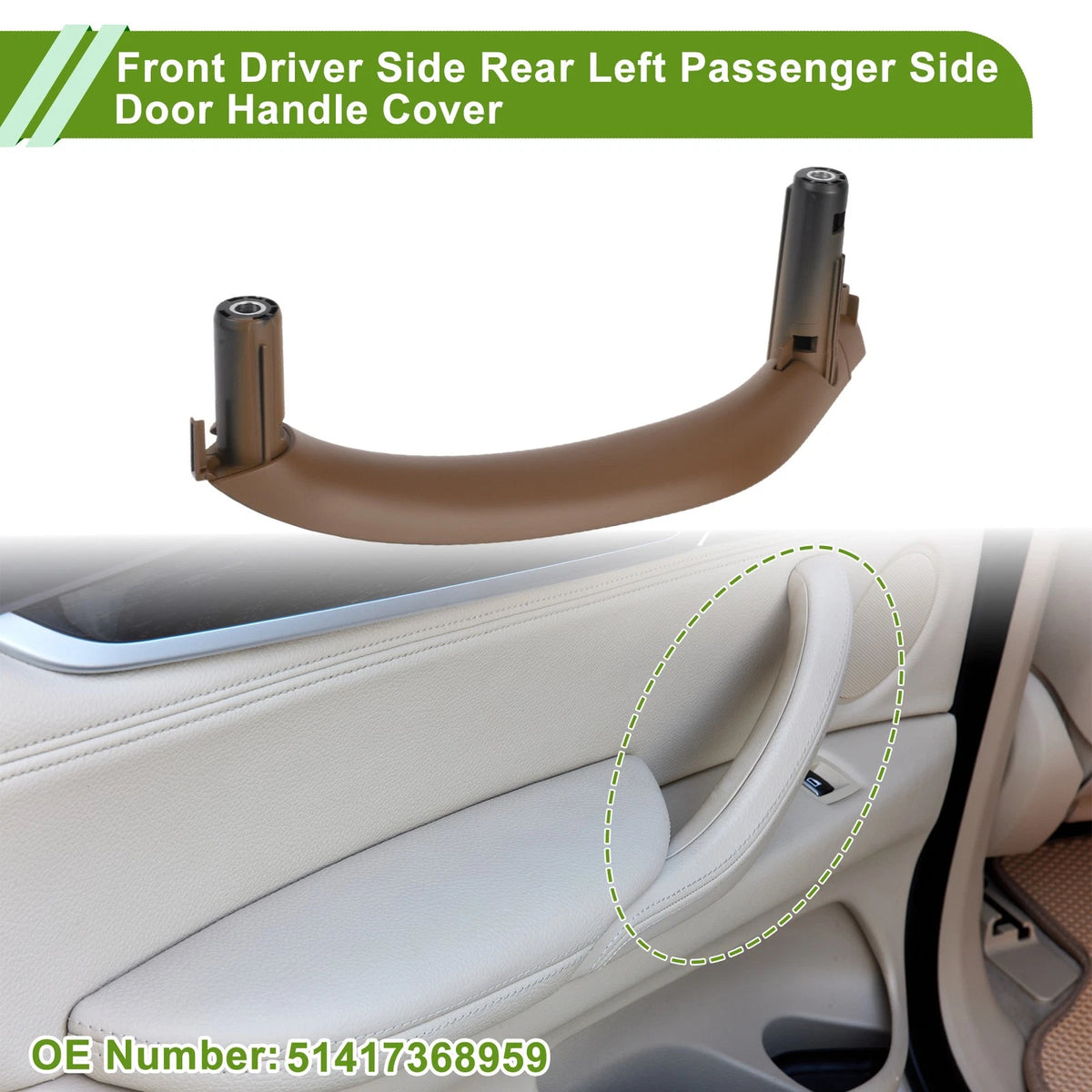 Front Passenger Side Door Panel Handle Pull Trim Cover for BMW X5 (2007–2018)