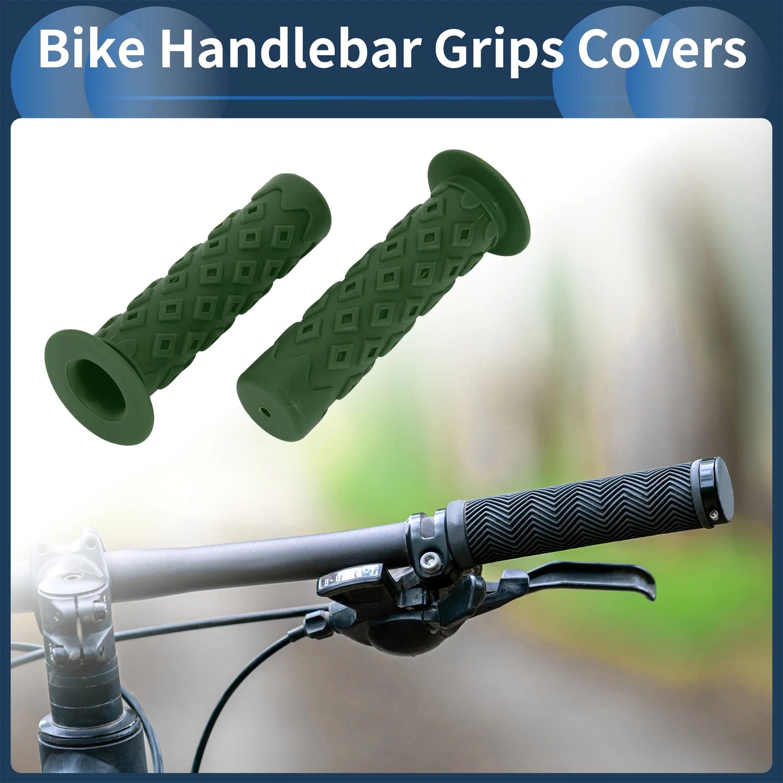 Bike Handlebar Grip Covers 120mm Non-Slip End Protector Rubber 1 Pair for Green