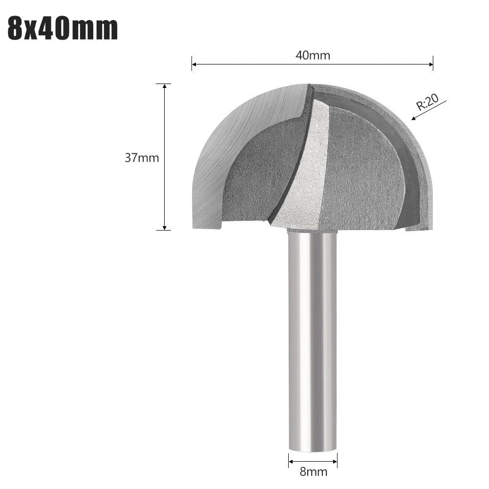 8mm Shank Round Nose Cove Core Box Router Bit for