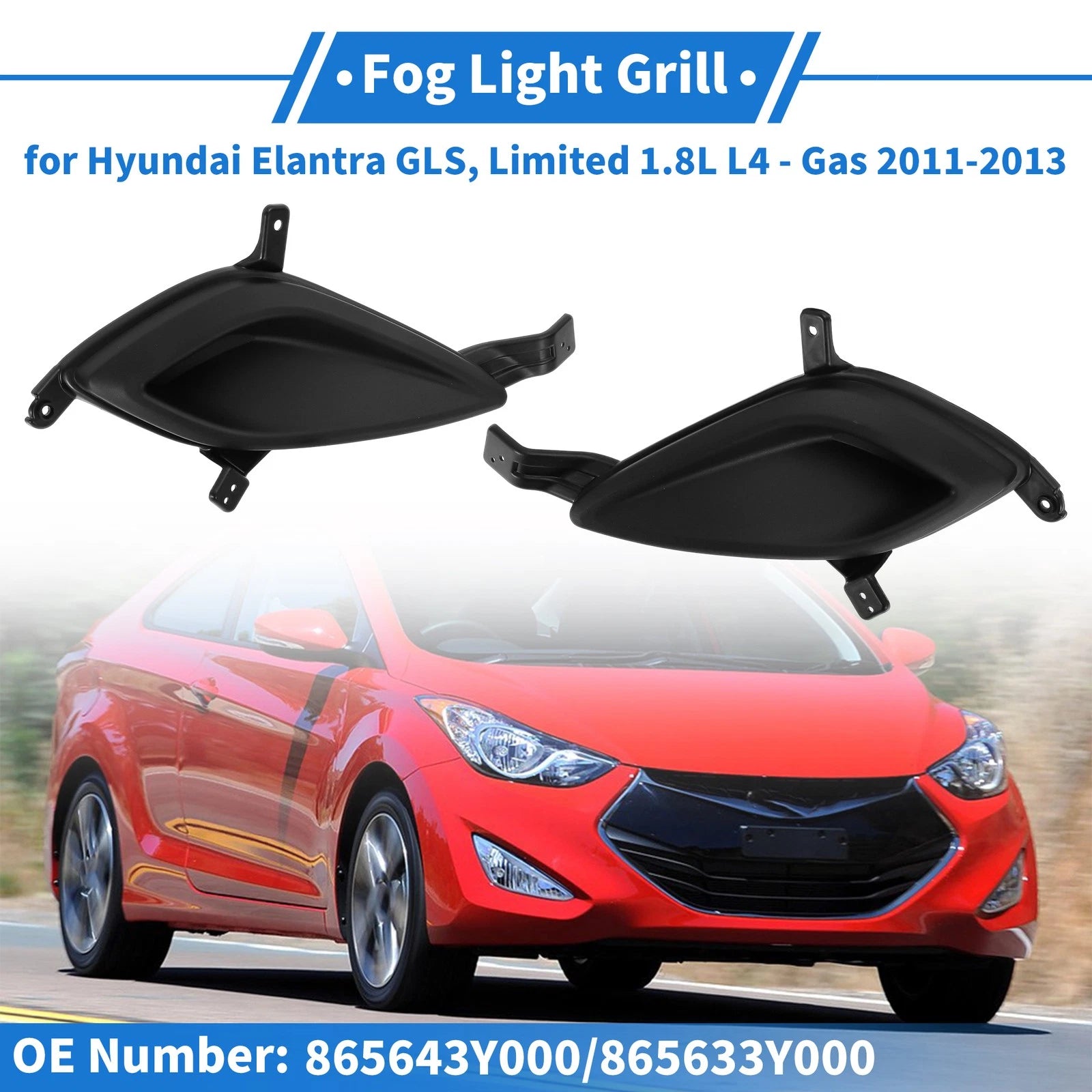 Front Left Front Right Fog Light Grille Replacement for Hyundai Elantra (2011–2013)