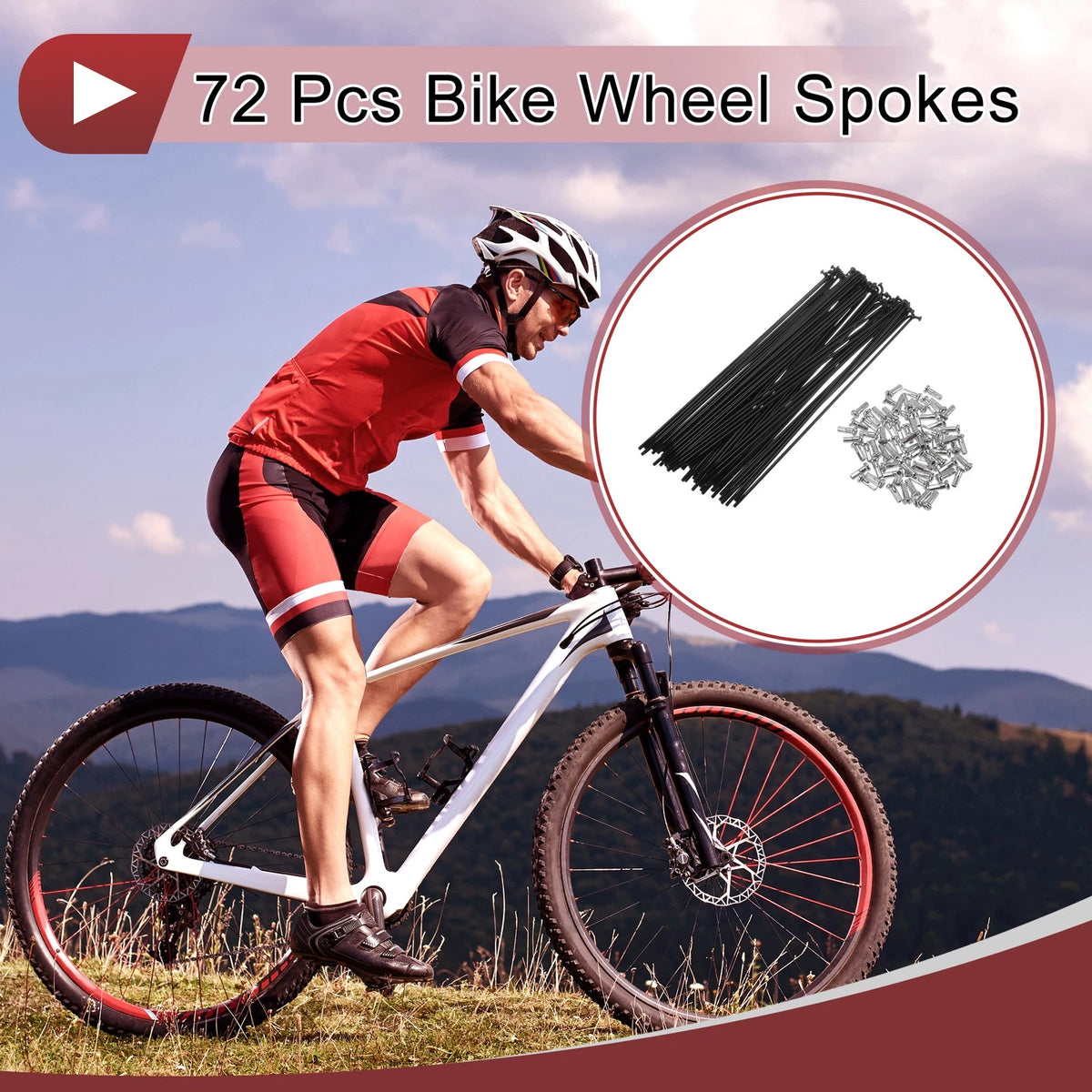Bicycle Spoke Set 14G 178mm Carbon Steel Black for 26 In Wheel (1990–2025)