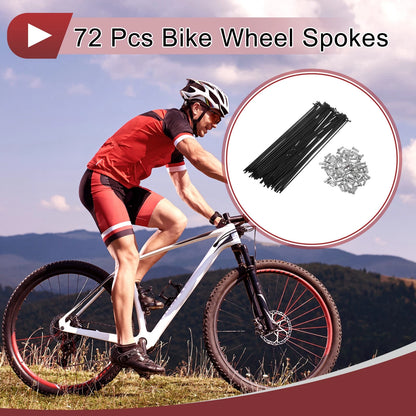 Bicycle Spoke Set 14G 178mm Carbon Steel Black for 26 In Wheel (1990–2025)
