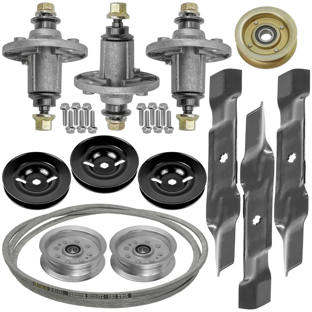 Spindle and Blade with Pulley and Belt Replacement for John Deere 145 (2005–2015)