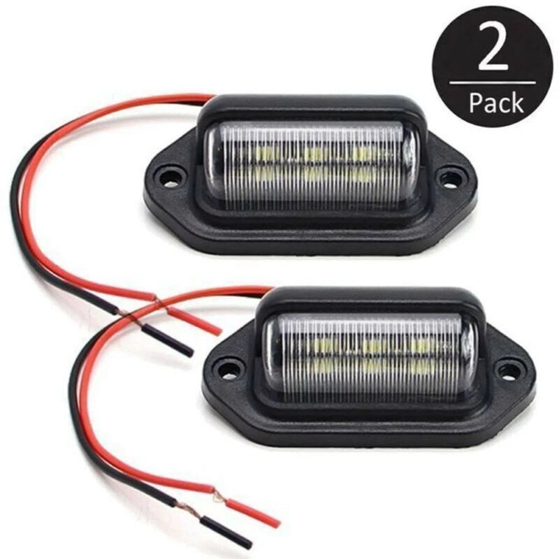 2X Waterproof LED License Plate Light for Universal Vehicles (12V)