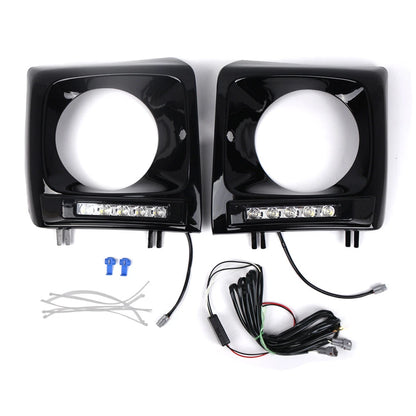 Glossy Black Daytime Running Lights Headlight Bezel For Benz G-Class W463 90-18