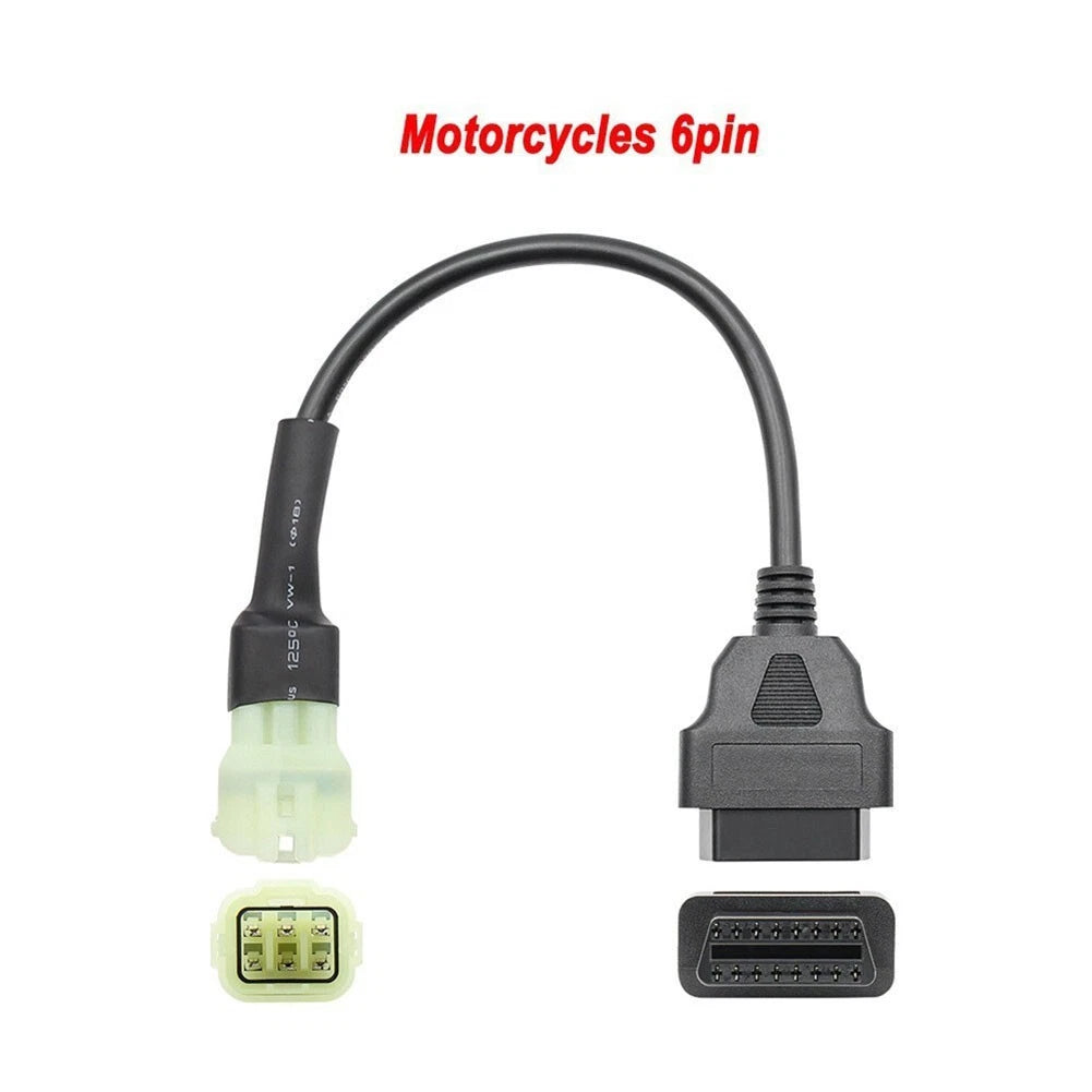 6 Pin to 16 Pin OBD2 Cable for Motorcycle (Code Reader, Monitor Tools)