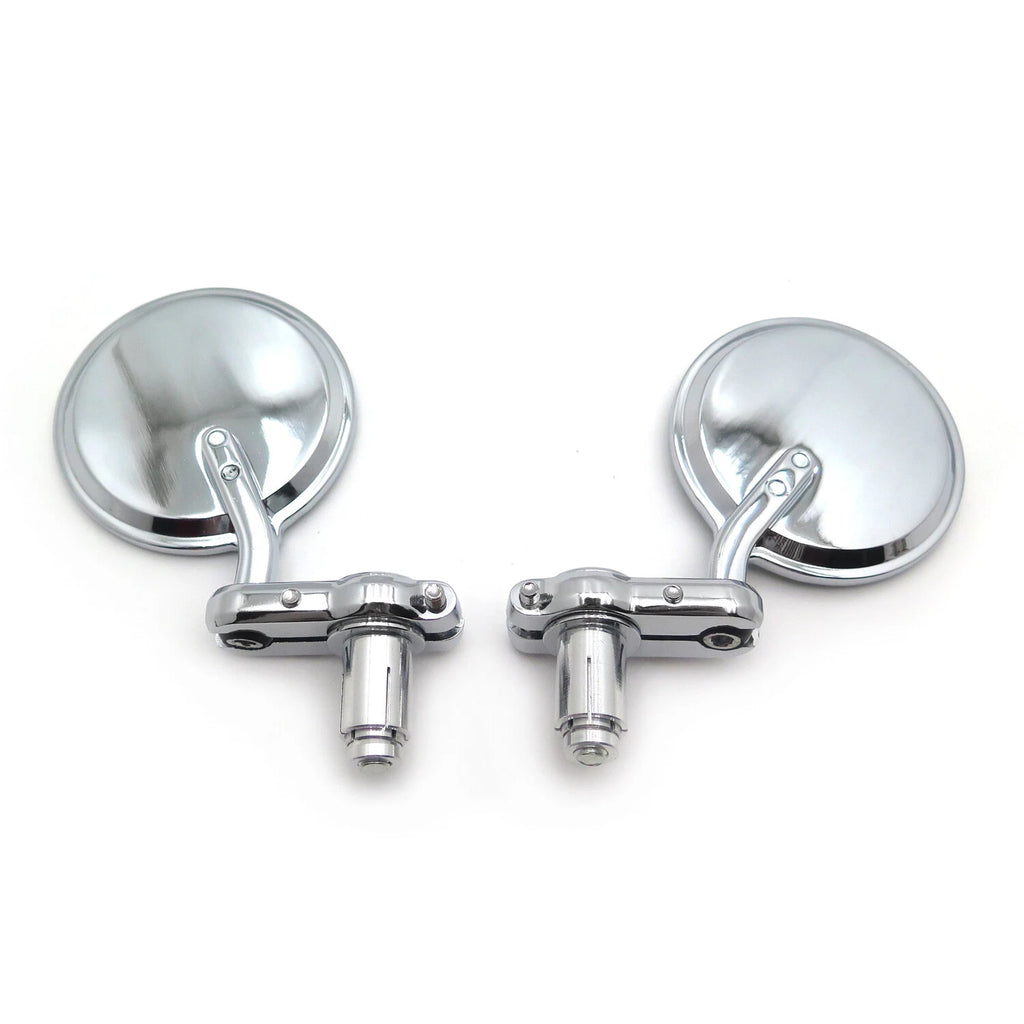 Pair Chrome Round 7/8" Handle Bar End Side Mirrors for Universal Motorcycle